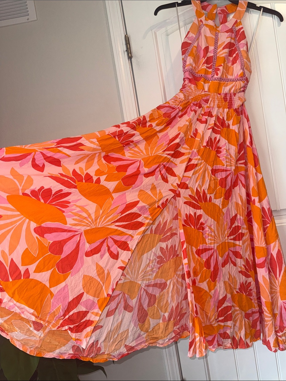 Anthropologie Abel the Label Rumi Floral Halter Maxi Dress Pink Orange Size S - Picture 7 of 13
